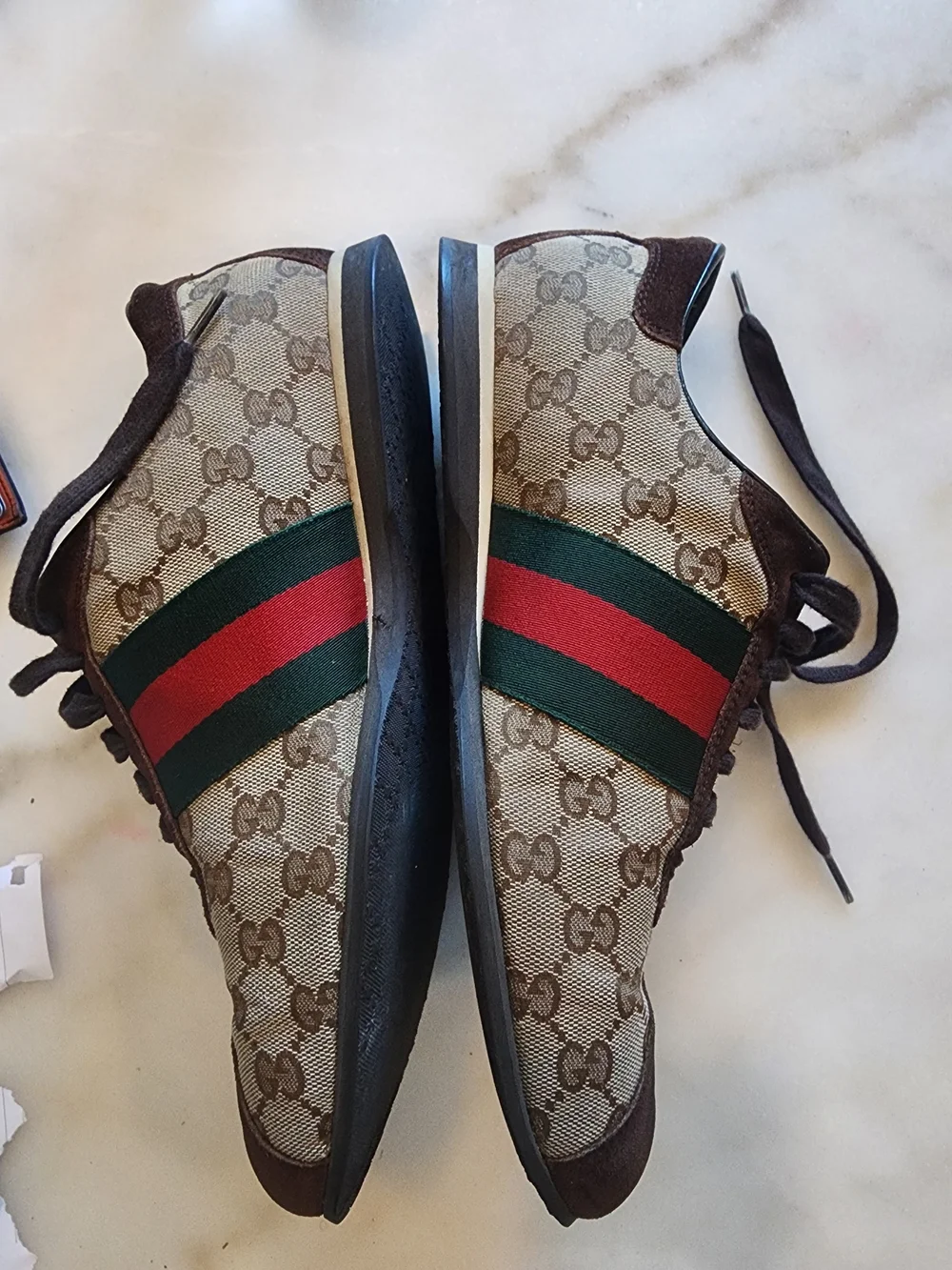 Gucci Brown GG Canvas Stripe Men's Sneaker